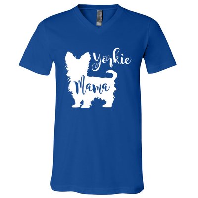 Yorkie Mama Profile Yorkshire Terrier Fun Dog Mom Gift Meaningful Gift V-Neck T-Shirt