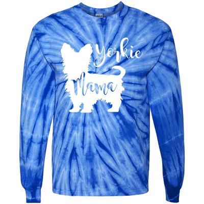 Yorkie Mama Profile Yorkshire Terrier Fun Dog Mom Gift Meaningful Gift Tie-Dye Long Sleeve Shirt