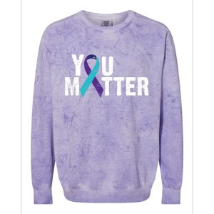 You Matter Purple Teal Ribbon Suicide Prevention Awareness Colorblast Crewneck Sweatshirt