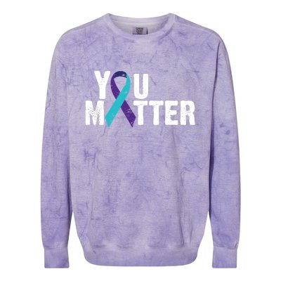 You Matter Purple Teal Ribbon Suicide Prevention Awareness Colorblast Crewneck Sweatshirt