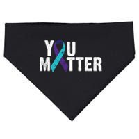 You Matter Purple Teal Ribbon Suicide Prevention Awareness USA-Made Doggie Bandana