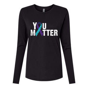 You Matter Purple Teal Ribbon Suicide Prevention Awareness Womens Cotton Relaxed Long Sleeve T-Shirt