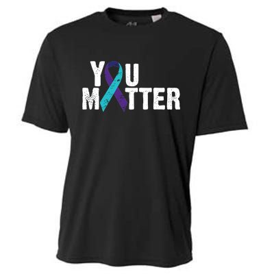 You Matter Purple Teal Ribbon Suicide Prevention Awareness Cooling Performance Crew T-Shirt