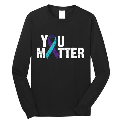 You Matter Purple Teal Ribbon Suicide Prevention Awareness Long Sleeve Shirt