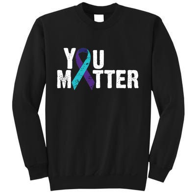 You Matter Purple Teal Ribbon Suicide Prevention Awareness Sweatshirt