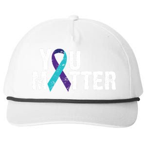 You Matter Purple Teal Ribbon Suicide Prevention Awareness Snapback Five-Panel Rope Hat