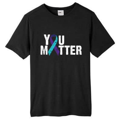 You Matter Purple Teal Ribbon Suicide Prevention Awareness Tall Fusion ChromaSoft Performance T-Shirt