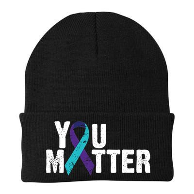 You Matter Purple Teal Ribbon Suicide Prevention Awareness Beanie