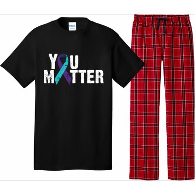 You Matter Purple Teal Ribbon Suicide Prevention Awareness Pajama Set