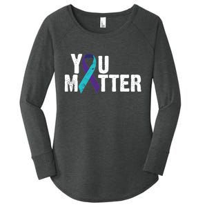 You Matter Purple Teal Ribbon Suicide Prevention Awareness Women's Perfect Tri Tunic Long Sleeve Shirt