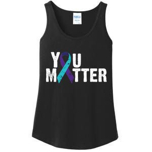 You Matter Purple Teal Ribbon Suicide Prevention Awareness Ladies Essential Tank