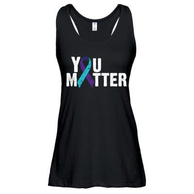 You Matter Purple Teal Ribbon Suicide Prevention Awareness Ladies Essential Flowy Tank