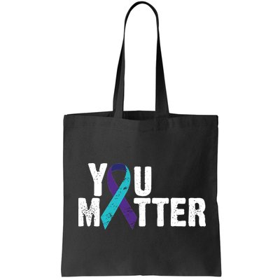 You Matter Purple Teal Ribbon Suicide Prevention Awareness Bag