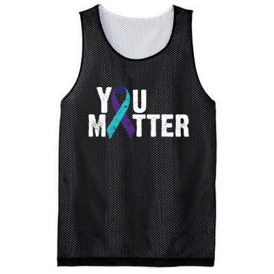 You Matter Purple Teal Ribbon Suicide Prevention Awareness Mesh Reversible Basketball Jersey Tank