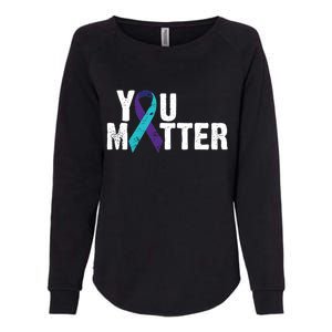 You Matter Purple Teal Ribbon Suicide Prevention Awareness Womens California Wash Sweatshirt