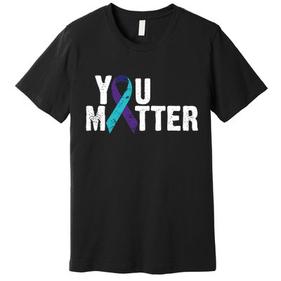 You Matter Purple Teal Ribbon Suicide Prevention Awareness Premium T-Shirt