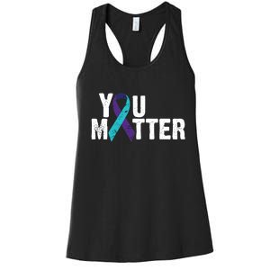 You Matter Purple Teal Ribbon Suicide Prevention Awareness Women's Racerback Tank