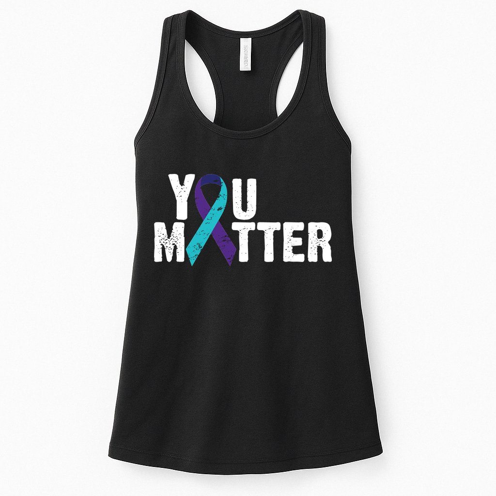 You Matter Purple Teal Ribbon Suicide Prevention Awareness Womens Tank Top