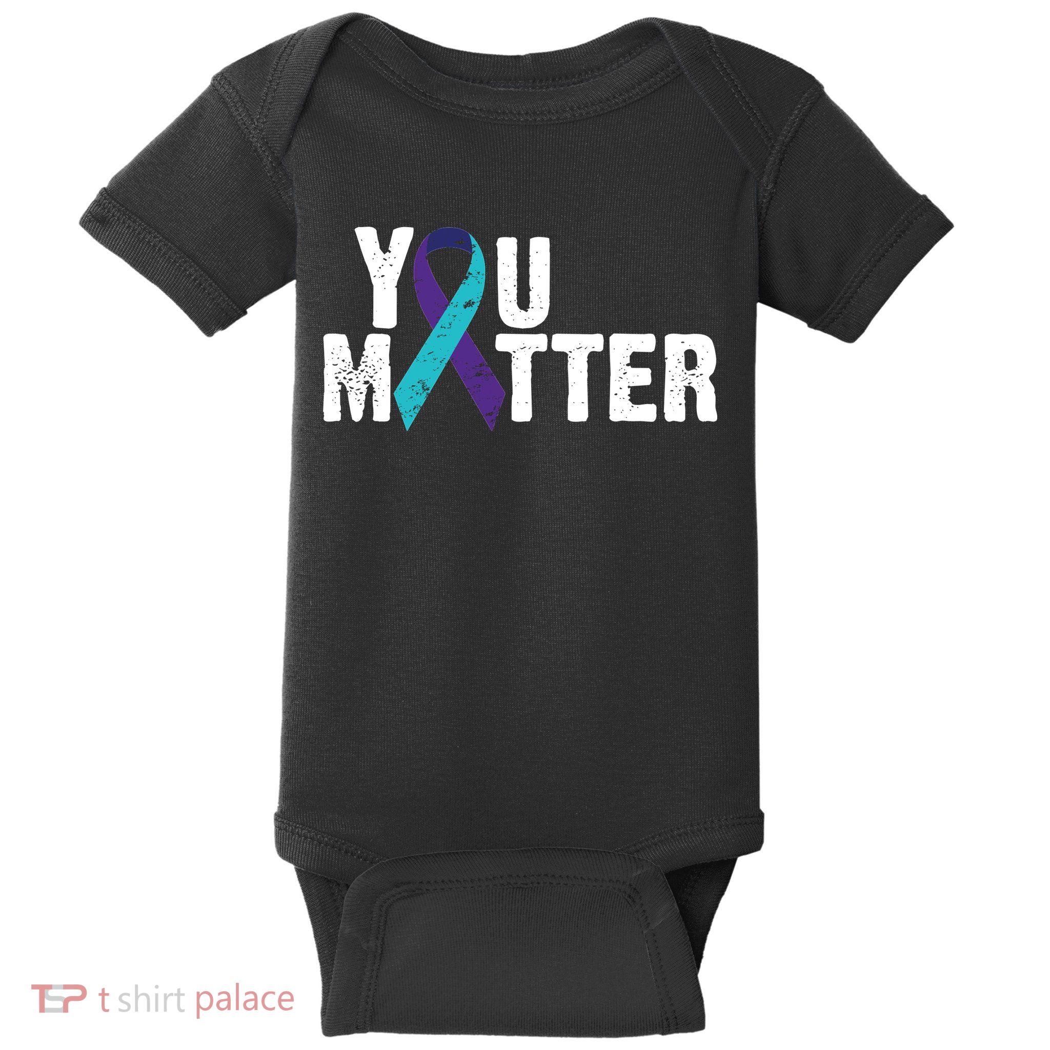 You Matter Purple Teal Ribbon Suicide Prevention Awareness Baby Bodysuit
