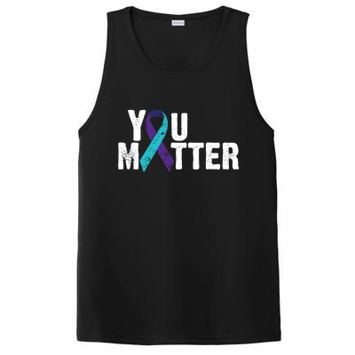 You Matter Purple Teal Ribbon Suicide Prevention Awareness PosiCharge Competitor Tank