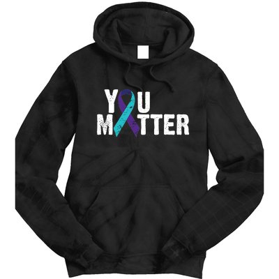 You Matter Purple Teal Ribbon Suicide Prevention Awareness Tie Dye Hoodie