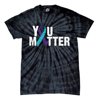 You Matter Purple Teal Ribbon Suicide Prevention Awareness Tie-Dye T-Shirt