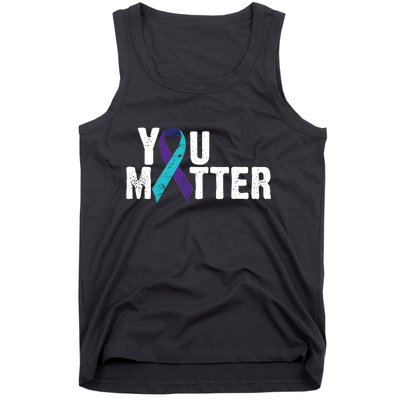 You Matter Purple Teal Ribbon Suicide Prevention Awareness Tank Top