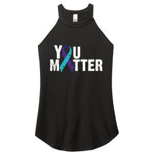 You Matter Purple Teal Ribbon Suicide Prevention Awareness Women's Perfect Tri Rocker Tank