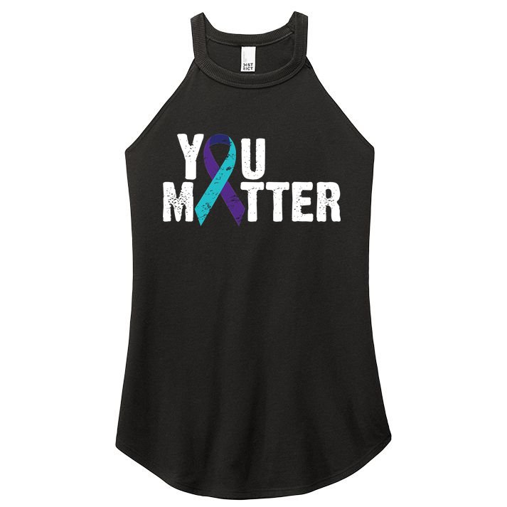 You Matter Purple Teal Ribbon Suicide Prevention Awareness Women's Perfect Tri Rocker Tank
