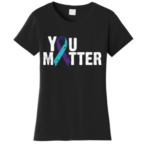 You Matter Purple Teal Ribbon Suicide Prevention Awareness Women's T-Shirt