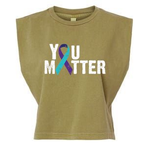 You Matter Purple Teal Ribbon Suicide Prevention Awareness Garment-Dyed Women's Muscle Tee