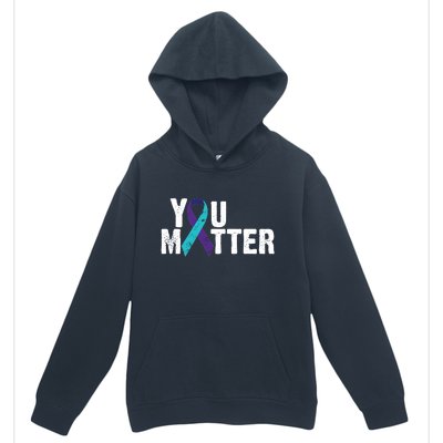 You Matter Purple Teal Ribbon Suicide Prevention Awareness Urban Pullover Hoodie