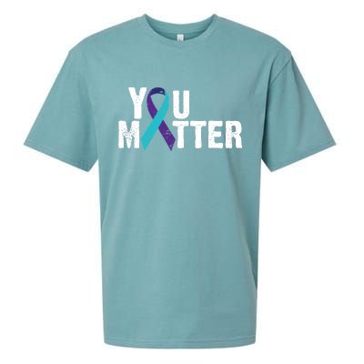 You Matter Purple Teal Ribbon Suicide Prevention Awareness Sueded Cloud Jersey T-Shirt