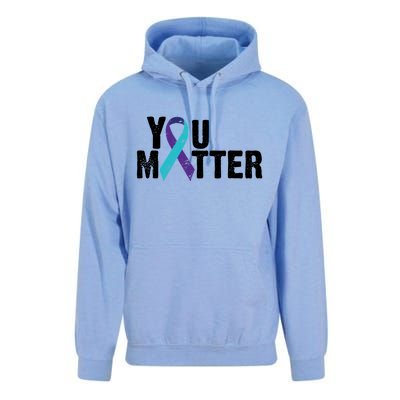 You Matter Purple Teal Ribbon Suicide Prevention Awareness Unisex Surf Hoodie