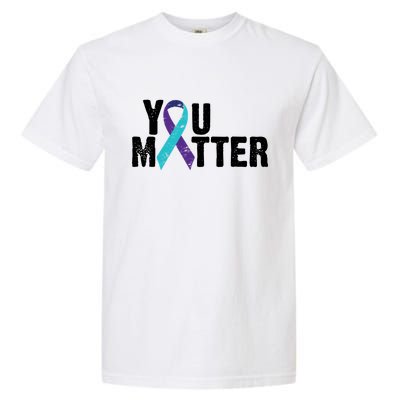 You Matter Purple Teal Ribbon Suicide Prevention Awareness Garment-Dyed Heavyweight T-Shirt