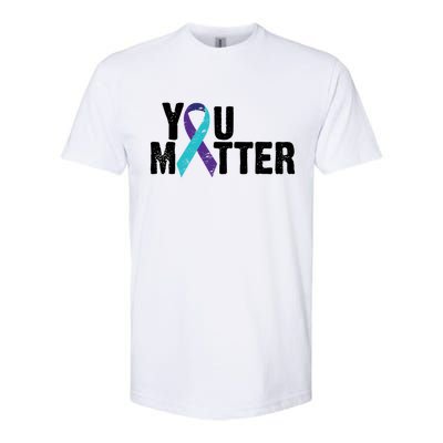 You Matter Purple Teal Ribbon Suicide Prevention Awareness Softstyle CVC T-Shirt