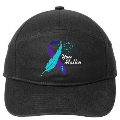 You Matter Ribbon Suicide Awareness Mental Health 7-Panel Snapback Hat