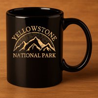 Yellowstone Mountain Retro National Park Souvenir 11oz C Handle Ceramic Mug