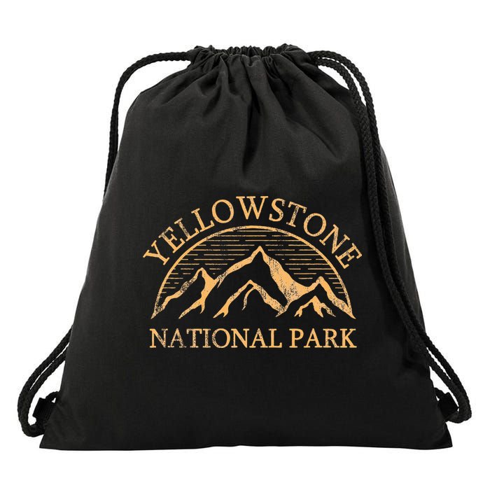 Yellowstone Mountain Retro National Park Souvenir Drawstring Bag