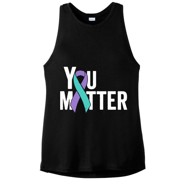 You Matter Suicide Prevention Teal Purple Awareness Ribbon Ladies PosiCharge Tri-Blend Wicking Tank
