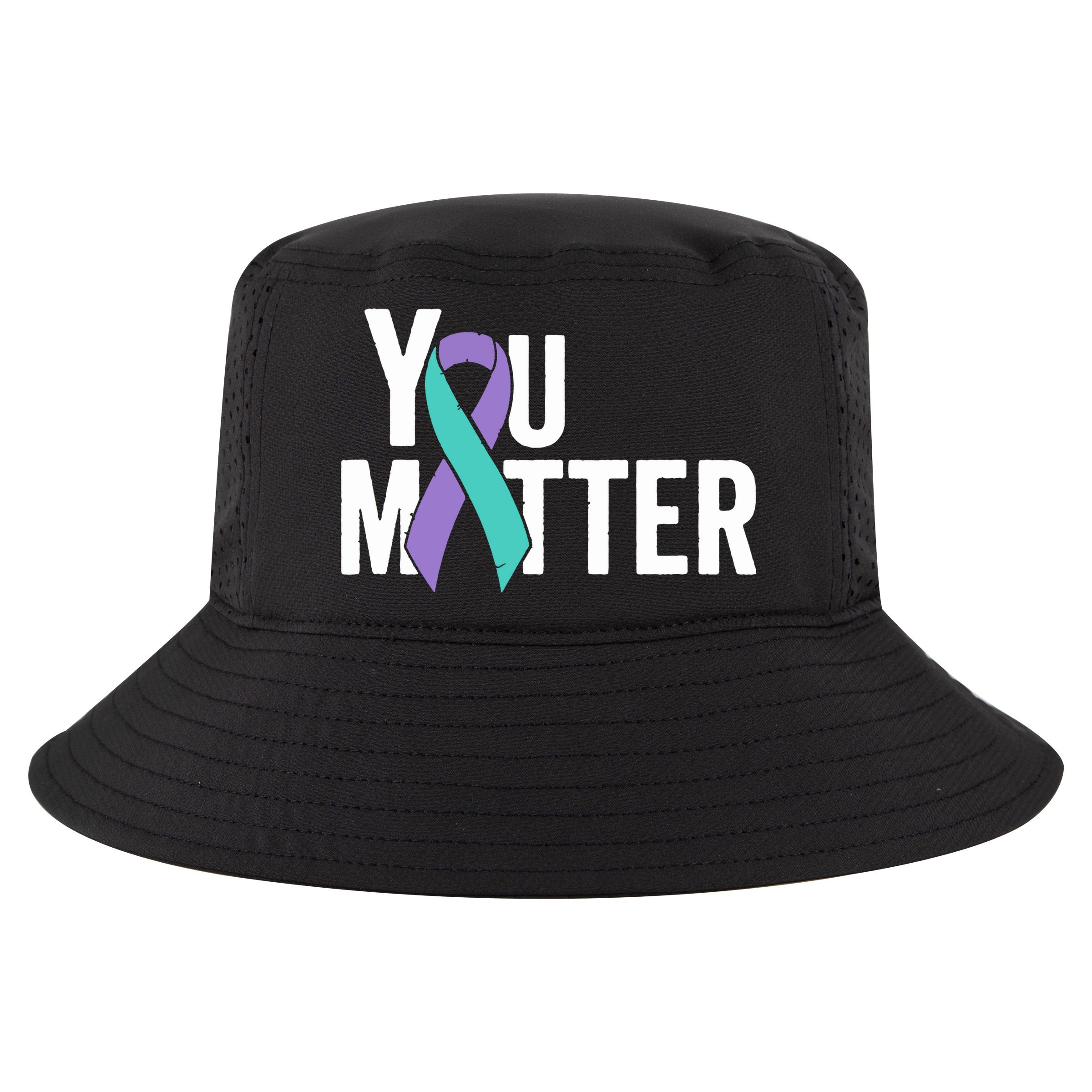 You Matter Suicide Prevention Teal Purple Awareness Ribbon Cool Comfort Performance Bucket Hat