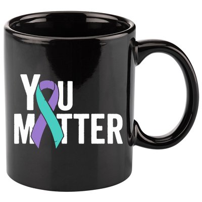 You Matter Suicide Prevention Teal Purple Awareness Ribbon 11oz C Handle Ceramic Mug
