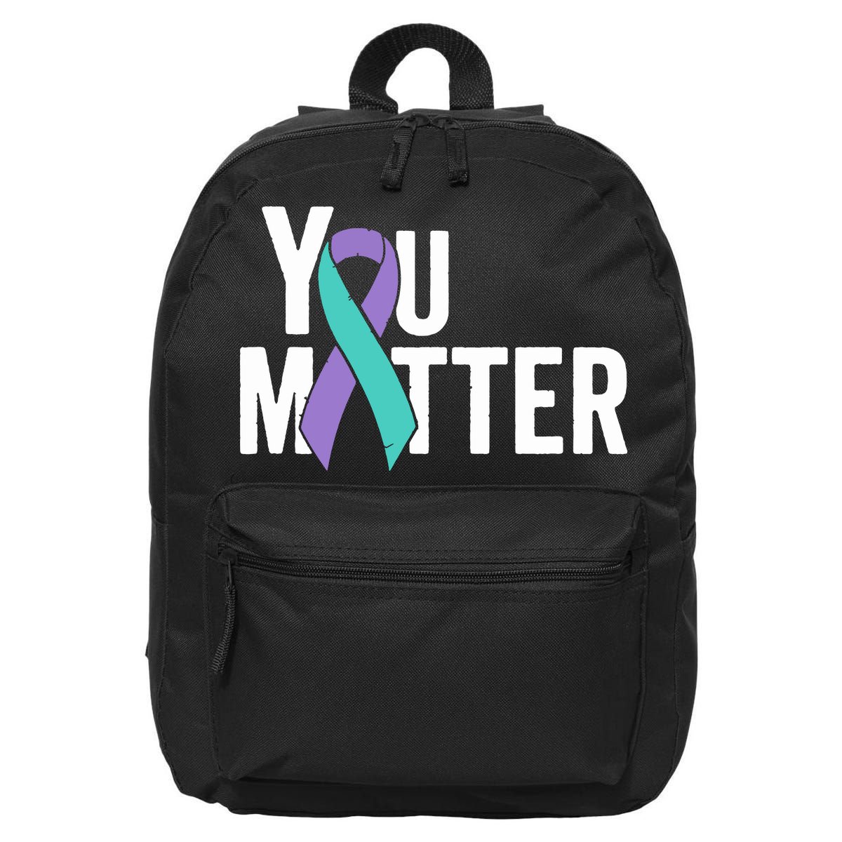 You Matter Suicide Prevention Teal Purple Awareness Ribbon 16 in Basic Backpack