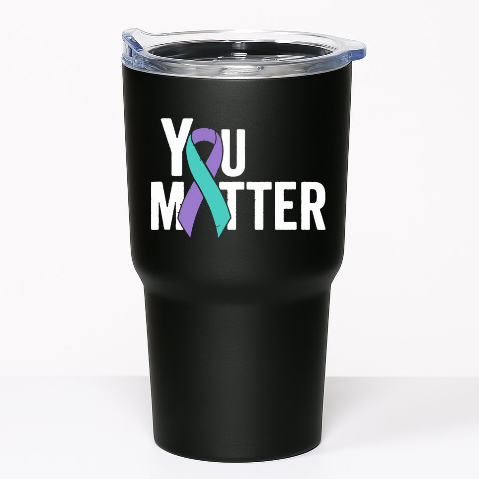 You Matter Suicide Prevention Teal Purple Awareness Ribbon Tumbler