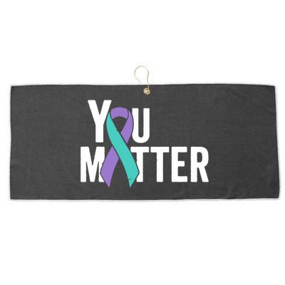 You Matter Suicide Prevention Teal Purple Awareness Ribbon Large Microfiber Waffle Golf Towel