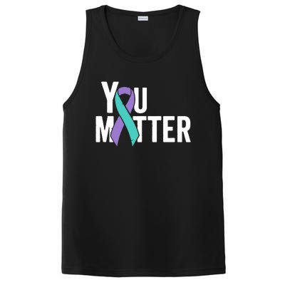 You Matter Suicide Prevention Teal Purple Awareness Ribbon PosiCharge Competitor Tank