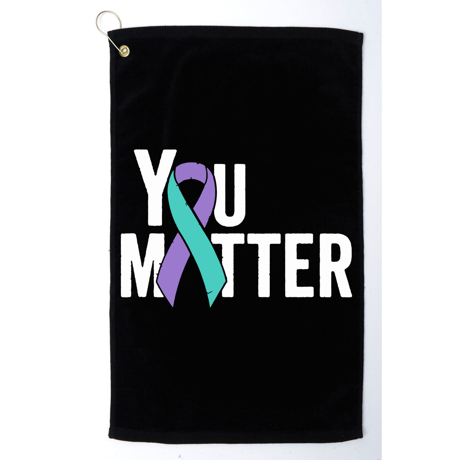 You Matter Suicide Prevention Teal Purple Awareness Ribbon Golf Towel