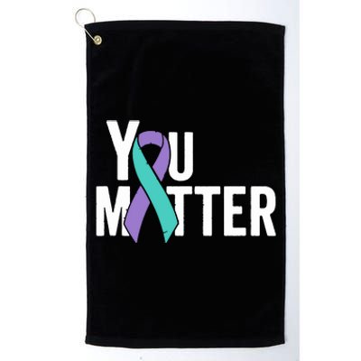 You Matter Suicide Prevention Teal Purple Awareness Ribbon Platinum Collection Golf Towel