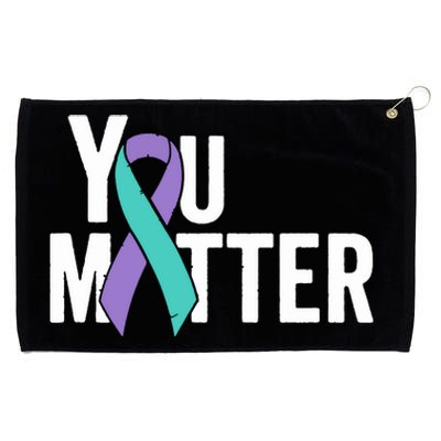 You Matter Suicide Prevention Teal Purple Awareness Ribbon Grommeted Golf Towel