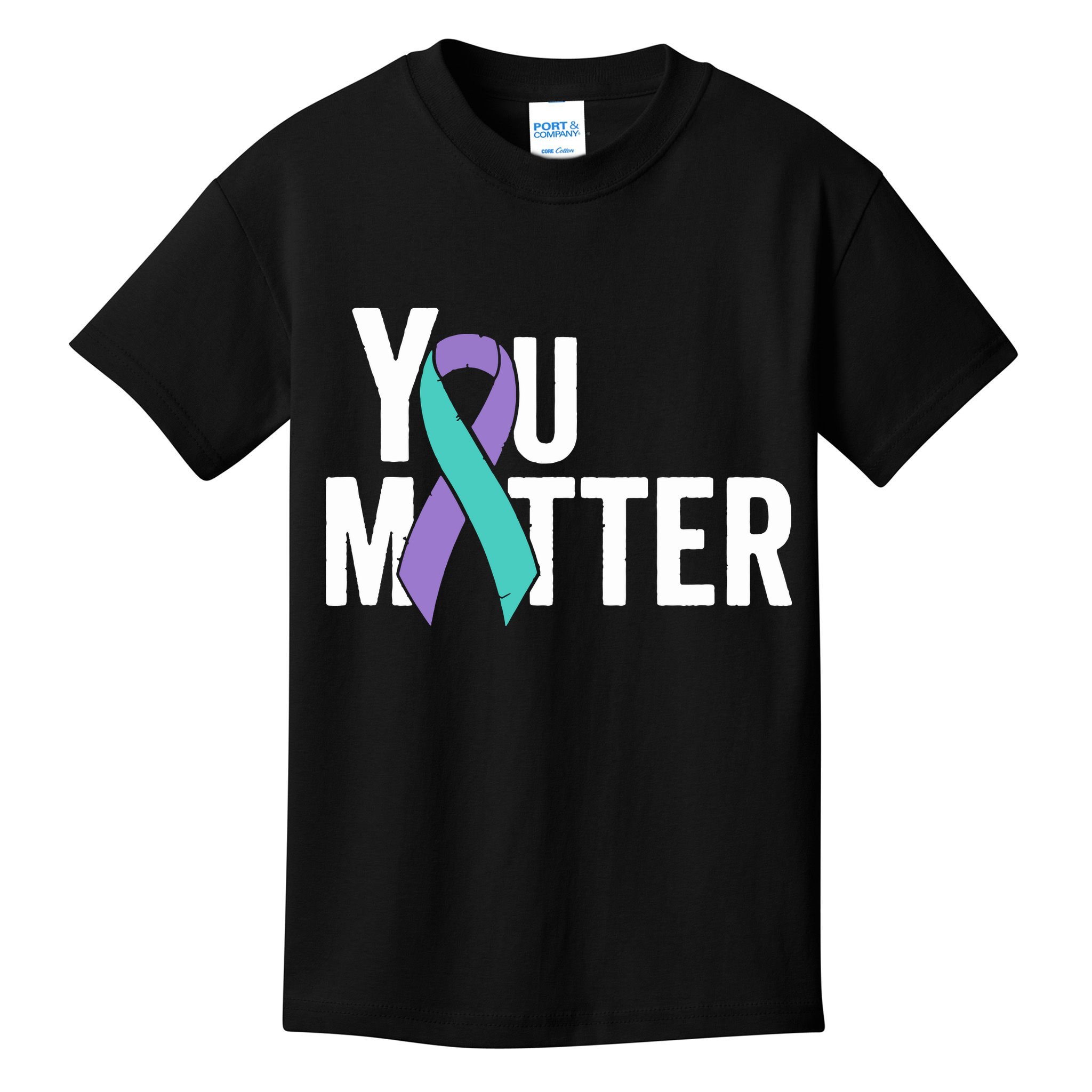 You Matter Suicide Prevention Teal Purple Awareness Ribbon Kids T-Shirt